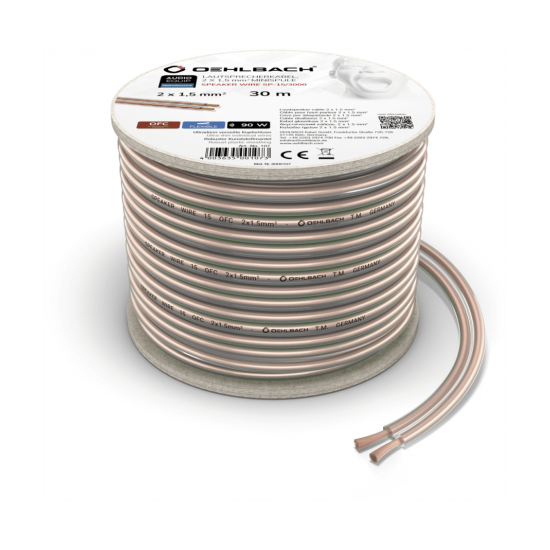 Oehlbach Speaker Wire SP-15 Καλώδιο Ηχείων 2 x 1,5 mm² 30m Διαφανές (Τεμάχιο)