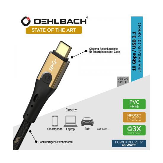 Oehlbach USB Primus CC Καλώδιο USB 3.1 Type C - Type C 0.50 m (Τεμάχιο)