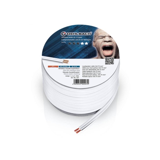 Oehlbach Speaker Wire SP-7 Καλώδιο Ηχείων 2 x 0,75 mm² 20m Λευκό (Τεμάχιο)