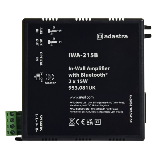 Adastra IWA-215B Εντοιχισμένος Ενισχυτής με Bluetooth 2x15W (Τεμάχιο)