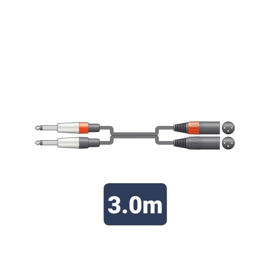 26J-2XM300 Καλώδιο Ήχου 2 x 6.3mm Mono Jack Plugs - 2 x XLR Male 3m (Τεμάχιο)