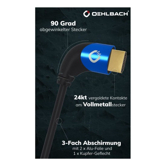 Oehlbach SHAPE MAGIC UHD 90 Καλώδιο Ultra High-Speed HDMI 2.1 1,5m Black (Τεμάχιο)