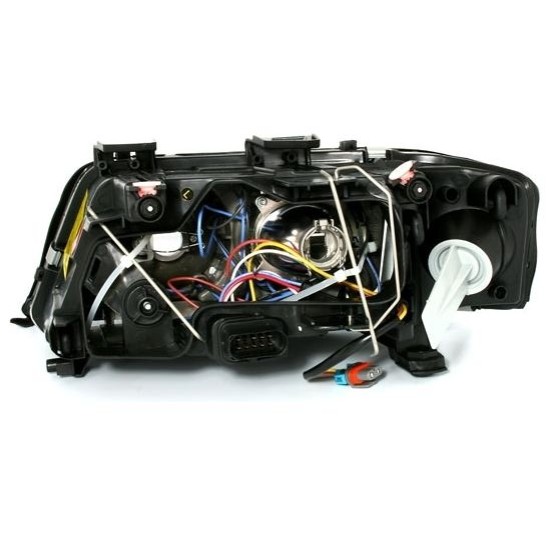 Φανάρια εμπρός Audi A6 (2001-2003) angel eyes - μαύρα , χωρίς λάμπες (Η7) - σετ 2τμχ.
