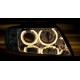 Φανάρια εμπρός Audi A6 (2001-2003) angel eyes - μαύρα , χωρίς λάμπες (Η7) - σετ 2τμχ.