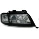 Φανάρια εμπρός Audi A6 (2001-2003) angel eyes - μαύρα , χωρίς λάμπες (Η7) - σετ 2τμχ.