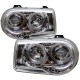 Φανάρια εμπρός Chrysler 300C (2004-2008) angel eyes με led - chrome , με λάμπες (Η1) - σετ 2τμχ.