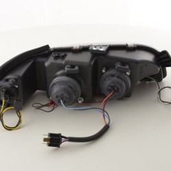 Φανάρια εμπρός Fiat Punto (1993-1999) angel eyes - μαύρα , με λάμπες (Η1) - σετ 2τμχ.