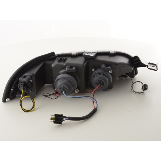 Φανάρια εμπρός Fiat Punto (1993-1999) angel eyes - μαύρα , με λάμπες (Η1) - σετ 2τμχ.