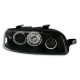 Φανάρια εμπρός Fiat Punto (1999-2003) angel eyes - μαύρα , με λάμπες (Η1) - σετ 2τμχ.