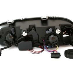 Φανάρια εμπρός Fiat Punto (1999-2003) angel eyes - μαύρα , με λάμπες (Η1) - σετ 2τμχ.