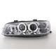 Φανάρια εμπρός Fiat Punto (1999-2003) angel eyes - chrome , με λάμπες (Η1) - σετ 2τμχ.
