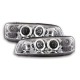 Φανάρια εμπρός Fiat Punto (1999-2003) angel eyes - chrome , με λάμπες (Η1) - σετ 2τμχ.