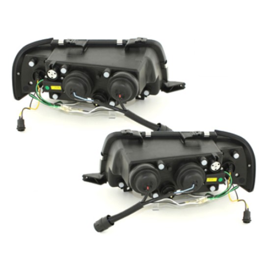 Φανάρια εμπρός Audi 80 (1991-1994) led - μαύρα , με λάμπες (Η1) - σετ 2τμχ.
