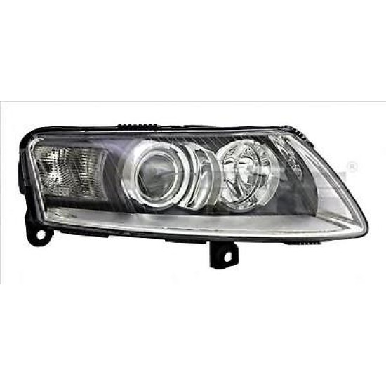 Φανάρια εμπρός Audi A6 (2004-2007) angel eyes - chrome , χωρίς λάμπες (Η7) - σετ 2τμχ.