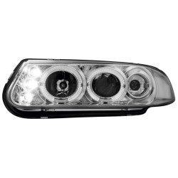Φανάρια εμπρός Rover 200 (1995-2000)  led angel eyes - chrome , με λάμπες (Η1) - σετ 2τμχ.
