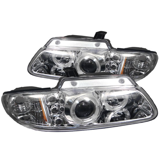 Φανάρια εμπρός Chrysler Voyager / Caravan (1996-2002) angel eyes- chrome , με λάμπες (Η1) - σετ 2τμχ.