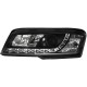 Φανάρια εμπρός Fiat Stilo 3 πορτο (2001-2008) led - μαυρα , με λάμπες (Η1) - σετ 2τμχ.