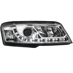 Φανάρια εμπρός Fiat Stilo 3 πορτο (2001-2008) led - chrome , με λάμπες (Η1) - σετ 2τμχ.