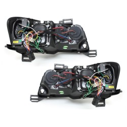 Φανάρια εμπρός Fiat Stilo 3 πορτο (2001-2008) led - chrome , με λάμπες (Η1) - σετ 2τμχ.
