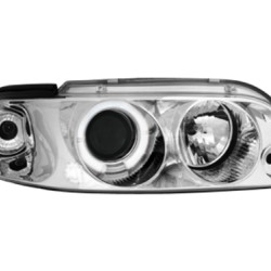 Φανάρια εμπρός Fiat Punto (1993-1999) angel eyes - chrom , με λάμπες (Η1) - σετ 2τμχ.