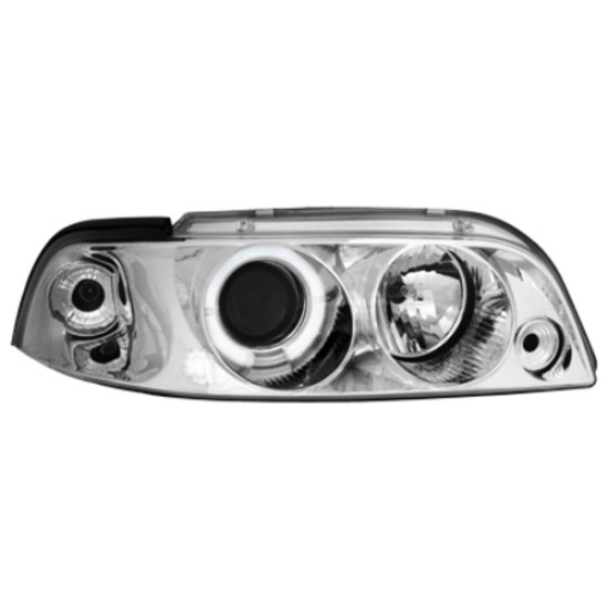 Φανάρια εμπρός Fiat Punto (1993-1999) angel eyes - chrom , με λάμπες (Η1) - σετ 2τμχ.