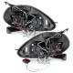 Φανάρια εμπρός Fiat Grande Punto (2005-2008) angel eyes - μαύρα , με λάμπες (Η1) - σετ 2τμχ.