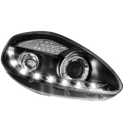 Φανάρια εμπρός Fiat Grande Punto (2005-2008) led - μαύρα , με λάμπες (Η1) - σετ 2τμχ.