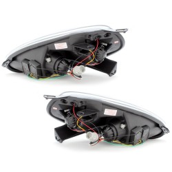 Φανάρια εμπρός Fiat Grande Punto (2005-2008) led - μαύρα , με λάμπες (Η1) - σετ 2τμχ.