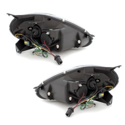 Φανάρια εμπρός Fiat Grande Punto (2005-2008) led - black , με λάμπες (Η1) - σετ 2τμχ.