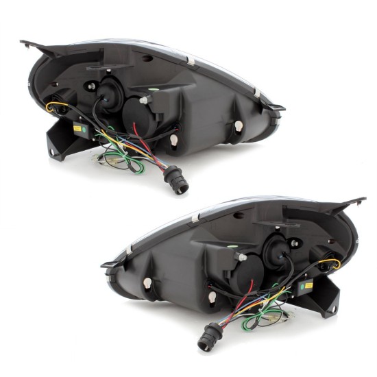 Φανάρια εμπρός Fiat Grande Punto (2005-2008) led - black , με λάμπες (Η1) - σετ 2τμχ.