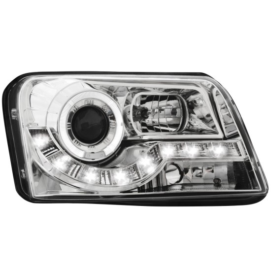 Φανάρια εμπρός Fiat Panda (2003-2009) led - chrome , με λάμπες (Η1) - σετ 2τμχ.