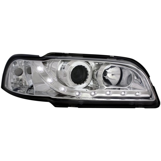 Φανάρια εμπρός Volvo S /V40 (1997-2000) led - chrome , με λάμπες (Η1) - σετ 2τμχ.