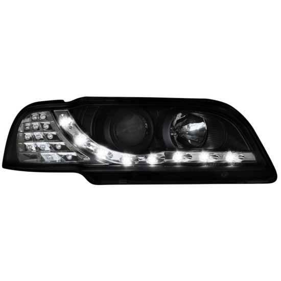 Φανάρια εμπρός Volvo S /V40 (1997-2000) led - black , με λάμπες (Η1) - σετ 2τμχ.