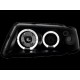 Φανάρια εμπρός Audi A3 (1996-2000) angel eyes - μαύρα , με λάμπες (Η1) - σετ 2τμχ.