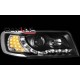 Φανάρια εμπρός Audi 100 C4 (1990-1994) led - μαύρα , με λάμπες (Η1) - σετ 2τμχ.