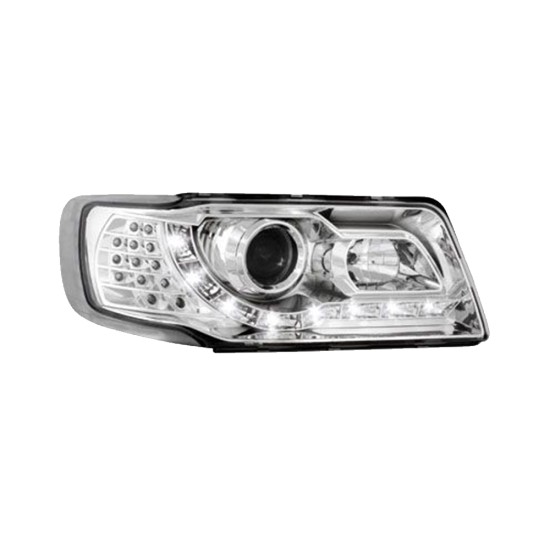 Φανάρια εμπρός Audi 100 C4 (1990-1994) led Dayline - chrome , με λάμπες (Η1) - σετ 2τμχ.