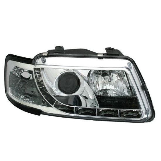 Φανάρια εμπρός Audi A3 (1996-2000) led - chrome , με λάμπες (Η1) - σετ 2τμχ.