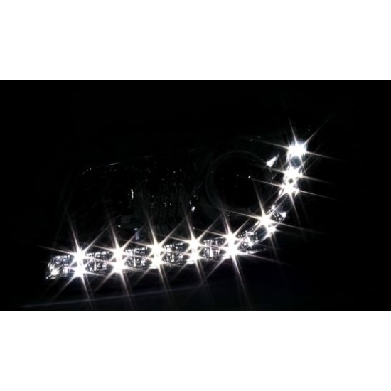 Φανάρια εμπρός Audi A3 (2003-2008) led - μαύρα , με λάμπες (H7/Η1) - σετ 2τμχ.