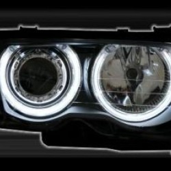 Φανάρια εμπρός angel eyes με CCFL για BMW E46 sedan (1998-2001) - μαύρα , με λάμπες (Η1) - σετ 2τμχ. Φανάρια εμπρός angel eyes με CCFL για BMW E46 sedan (1998-2001) - μαύρα , με λάμπες (Η1) - σετ 2τμχ.
