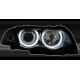 Φανάρια εμπρός angel eyes με CCFL για BMW E46 sedan (1998-2001) - μαύρα , με λάμπες (Η1) - σετ 2τμχ.