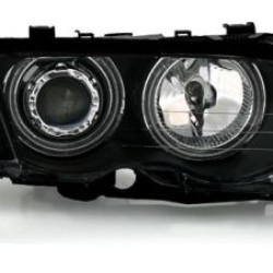 Φανάρια εμπρός angel eyes με CCFL για BMW E46 sedan (1998-2001) - μαύρα , με λάμπες (Η1) - σετ 2τμχ.
