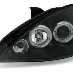 Φανάρια εμπρός angel eyes για Ford Focus (1998-2001) - μαύρα , με λάμπες (Η1) - σετ 2τμχ.