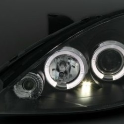 Φανάρια εμπρός angel eyes για Ford Focus (1998-2001) - μαύρα , με λάμπες (Η1) - σετ 2τμχ.