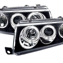 Φανάρια εμπρός angel eyes για Skoda Fabia (1999-2007) , μαύρα , χωρίς λάμπες (Η7) - σετ 2τμχ.