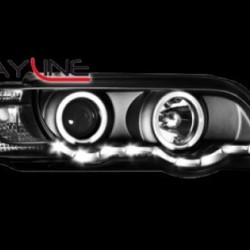 Φανάρια εμπρός με φώτα ημέρας και angel eyes για BMW X5 (1999-2003) - μαύρα , με λάμπες (Η1) - σετ 2τμχ. Φανάρια εμπρός με φώτα ημέρας και angel eyes για BMW X5 (1999-2003) - μαύρα , με λάμπες (Η1) - σετ 2τμχ.