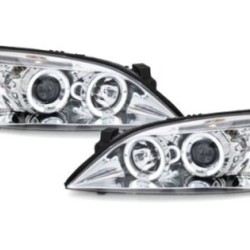 Φανάρια εμπρός angel eyes για Ford Mondeo (2000-2007) - chrome , με λάμπες (Η1) - σετ 2τμχ.
