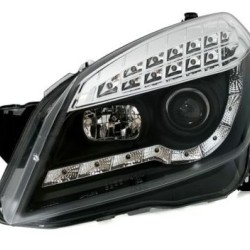 Φανάρια εμπρός led με DRL για Opel Astra H (2004-2009) - black , με λάμπες (Η1) - σετ 2τμχ.