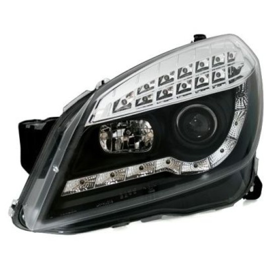 Φανάρια εμπρός led με DRL για Opel Astra H (2004-2009) - black , με λάμπες (Η1) - σετ 2τμχ.