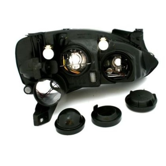 Φανάρια εμπρός για Opel Corsa (2001-2006) - μαύρα ,  χωρίς  λάμπες (Η1) - σετ 2τμχ.