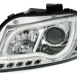 Φανάρια εμπρός led Lightbar Design για Audi A3 (2003-2008) - chrome , με λάμπες (Η1) - σετ 2τμχ.